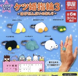 画像1: サンリオ　ケツ婚指輪3はぴだんぶいのおしり（再販）（８月）【□３００円カプセルトイ　４０個入り　夢屋】＋正規台紙