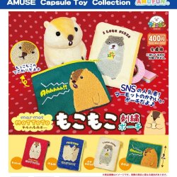 画像1: マーモットのもっとっともこもこ刺繍ポーチ（１０月）【△４００円カプセルトイ　３０個入り　アミューズ】＋正規台紙