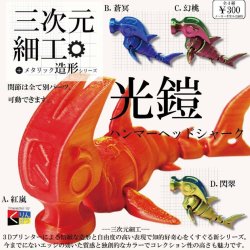 画像1: 三次元細工 光鎧ハンマーヘッドシャーク（３月）【●３００円カプセル　４０個入り　くりんぼう】＋正規台紙