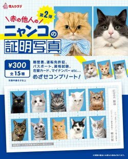 画像1: ニャンコの証明写真（第二弾）（１月）【●３００円カプセル　１カートン２００個入り　奇人クラブ】