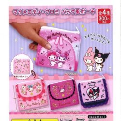 画像1: サンリオ　マイメロクロミバッグ風ポーチ（再販）（４月）【☆３００円カプセル　４０個入り　夢屋】＋正規台紙