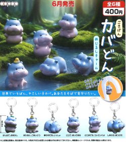 画像1: ごきげんカバどん　めじるしチャーム（６月）【◇４００円カプセル　３０個入り　アオポップ】＋正規台紙