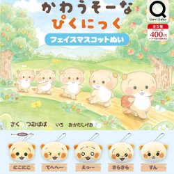 画像1: かわうそーなぴくにっくフェイスマスコットぬい（７月）【◆４００円カプセル　３０個入り　リアンＱ】＋正規台紙