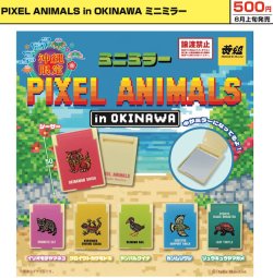 画像1: PIXEL ANIMALS in OKINAWA ミニミラー（８月）【□５００円カプセル　２４個入り　イエロー】＋正規台紙
