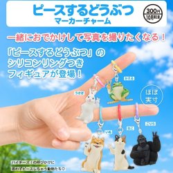 画像1: ピースするどうぶつ マーカーチャーム（１０月）【△３００円カプセル　４０個入り　奇譚クラブ】＋正規台紙