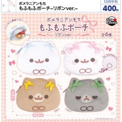 画像1: ポメラニアンもち もふもふポーチ リボン ver.（１０月）【△４００円カプセル　３０個入り　ウルプラ】＋正規台紙