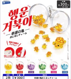 画像1: 幸運の亀めじるしチャーム（２月）【〇300円カプセル 40個入り レインボー】＋正規台紙