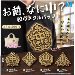 画像1: 「お前、なに中？」校章メタルバッジ（２月）【〇500円カプセル 30個入り ビーム】＋正規台紙