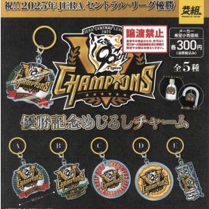 画像: 祝！！２０２５年セ・リーグ優勝記念　阪神タイガース優勝記念めじるしチャーム（１１月）【▽３００円カプセルトイ　４０個入り　イエロー】＋正規台紙