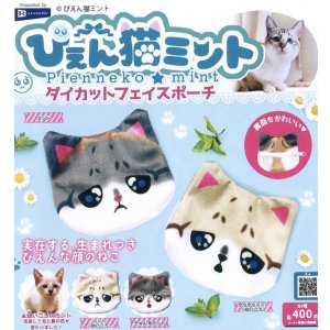 画像: ぴえん猫ミント ダイカットフェイスポーチ(2月)【○400円カプセル 30個入り レインボー】+正規台紙