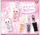 画像: ふわふわねこちゃん フロッキー ミニキーリング（７月）【◆２００円カプセル　５０個入り　クオリアＫＫ】＋正規台紙