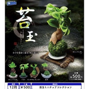 画像: 苔玉ミニチュアコレクション(12月)【▽500円カプセル 20個入り レインボー】+正規台紙