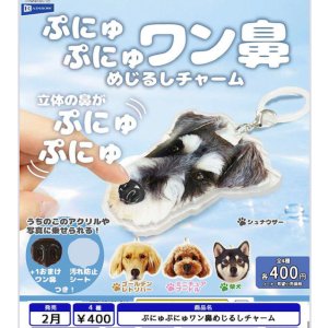 画像: ぷにゅぷにゅワン鼻めじるしチャーム（２月）【〇400円カプセル 30個入り レインボー】＋正規台紙