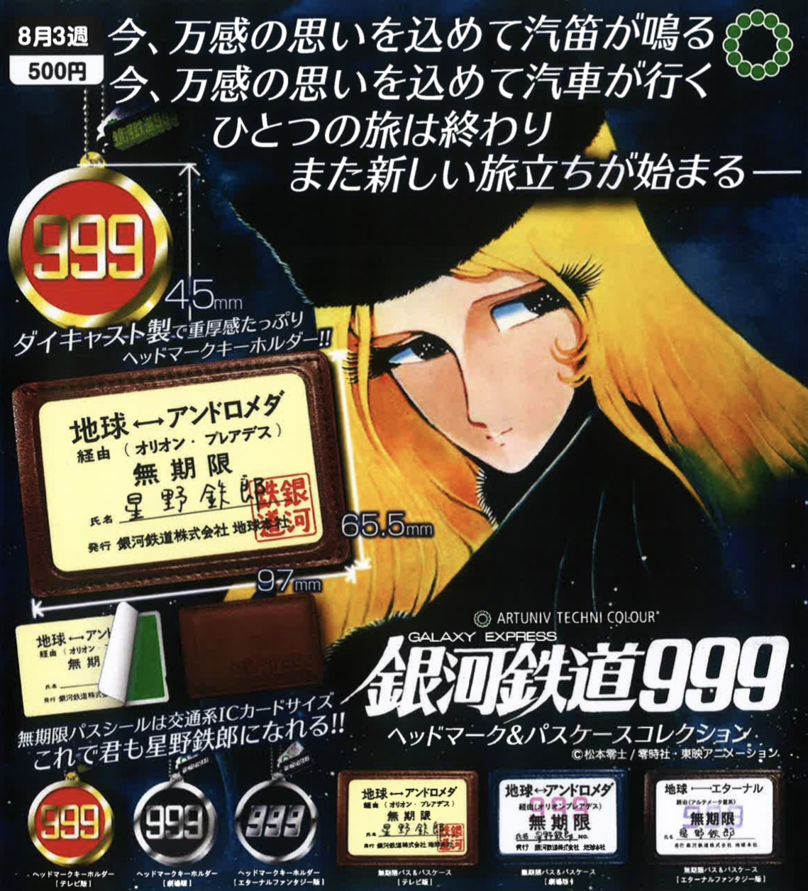 画像1: ATC 銀河鉄道９９９ ヘッドマーク&パスケースコレクション（８月）【□５００円カプセルトイ　２０個入り　いきもん】＋正規台紙