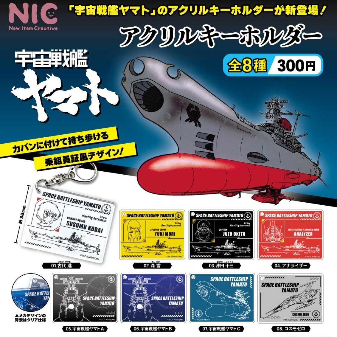 画像1: 宇宙戦艦ヤマト　アクリルキーホルダー（８月）【□３００円カプセルトイ　４０個入り　ＴＣＰ】＋正規台紙