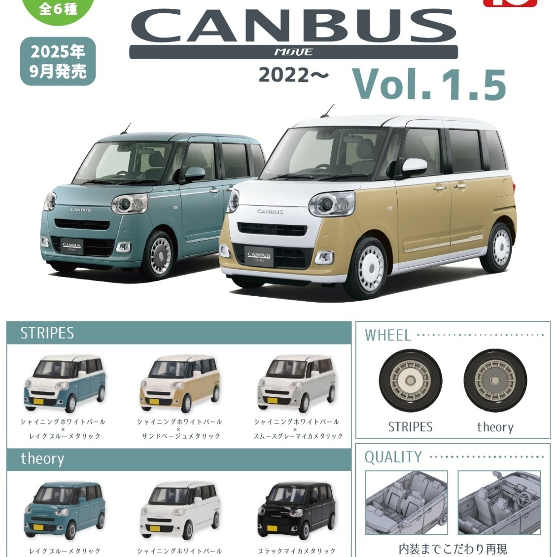 画像1: 1/64 DAIHATSUムーヴ キャンバス2022－ Vol.1.5（９月）【■４００円カプセルトイ　３０個入り　トイズキャビン】＋正規台紙