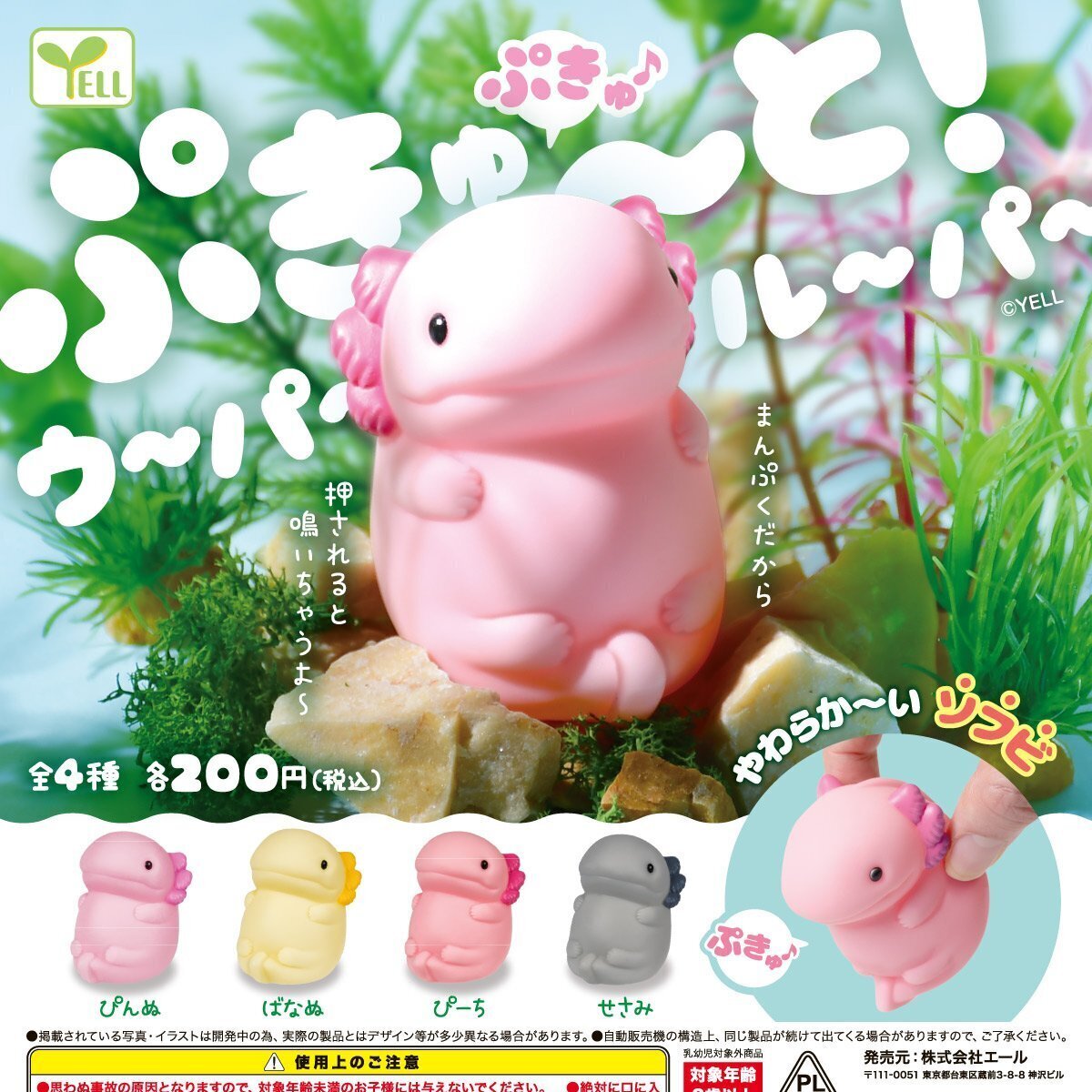 画像1: ぷきゅーと！ウーパールーパー（９月）【■２００円カプセルトイ　５０個入り　エール】＋正規台紙
