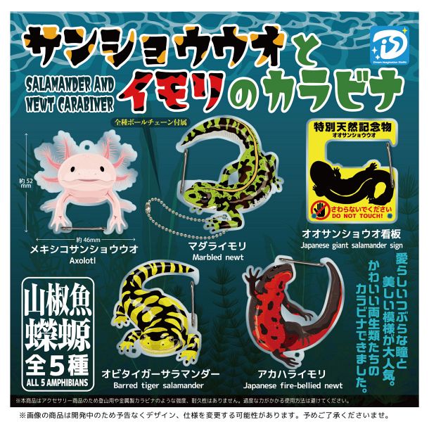画像1: サンショウウオとイモリのカラビナ（３月）【●４００円カプセル　３０個入り　Ｄｉｓ】＋正規台紙
