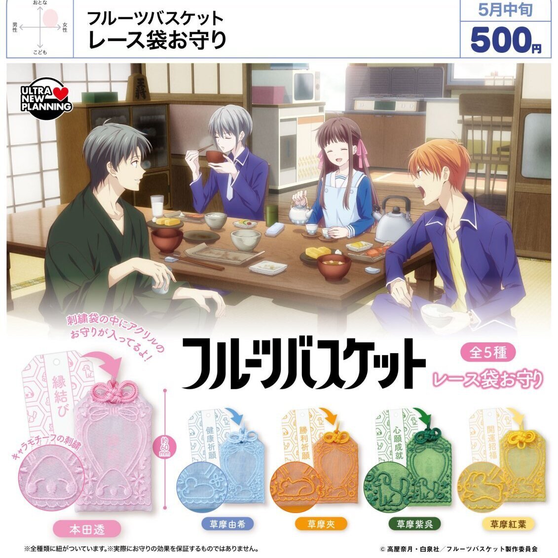 画像1: フルーツバスケット　レース袋お守り（５月）【★５００円カプセル　２０個入り　ウルプラ】＋正規台紙