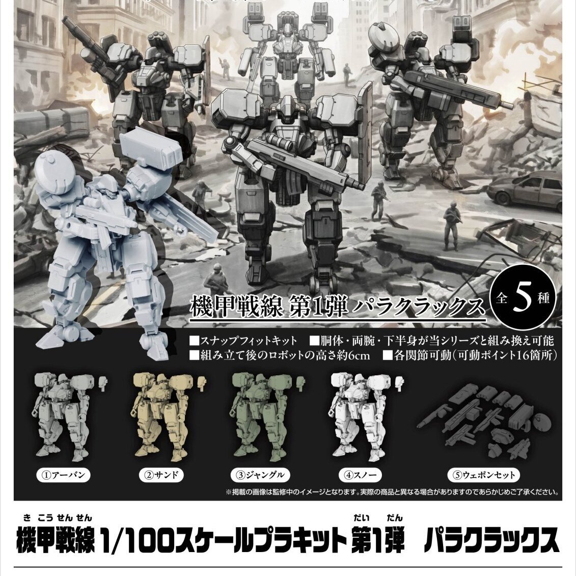 画像1: 機甲戦線1/100スケールプラキット第1弾 パラクラックス（７月）【◆５００円カプセル　２０個入り　ＨＭＡ】＋正規台紙