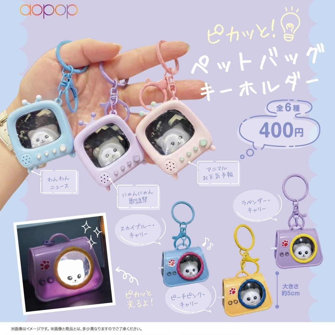 画像1: ピカッと　ペットバッグ　キーホルダー（８月）【□４００円カプセル　３０個入り　アオポップ】＋正規台紙