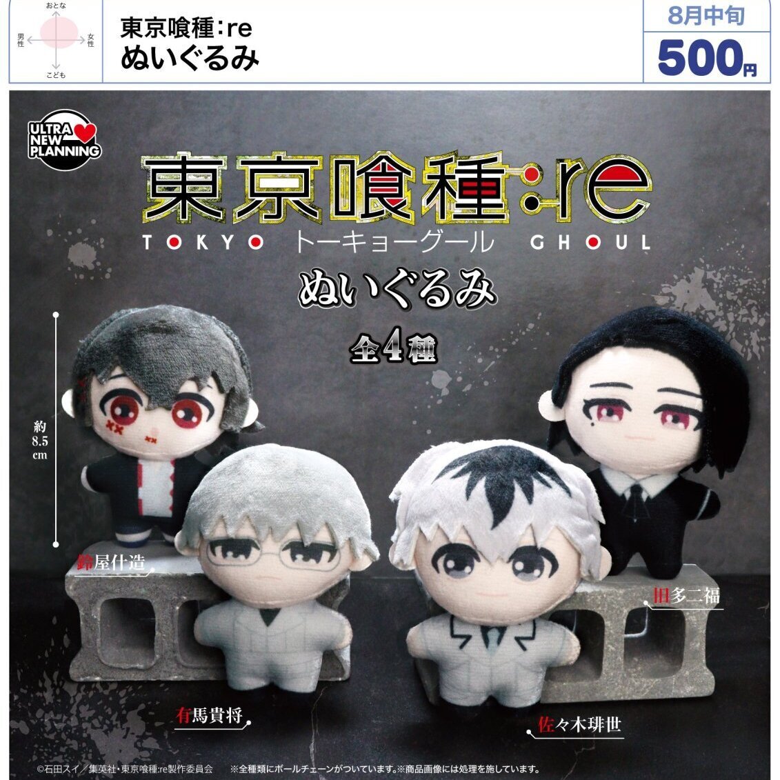 画像1: 東京喰種:re ぬいぐるみ（８月）【□５００円カプセル　２０個入り　ウルプラ】＋正規台紙