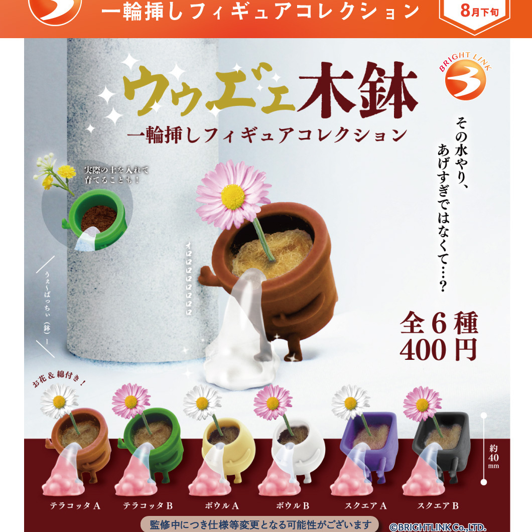 画像1: ウゥエ”ェ木鉢 一輪挿しフィギュアコレクション（８月）【□４００円カプセル　３０個入り　ブライトリンク】＋正規台紙