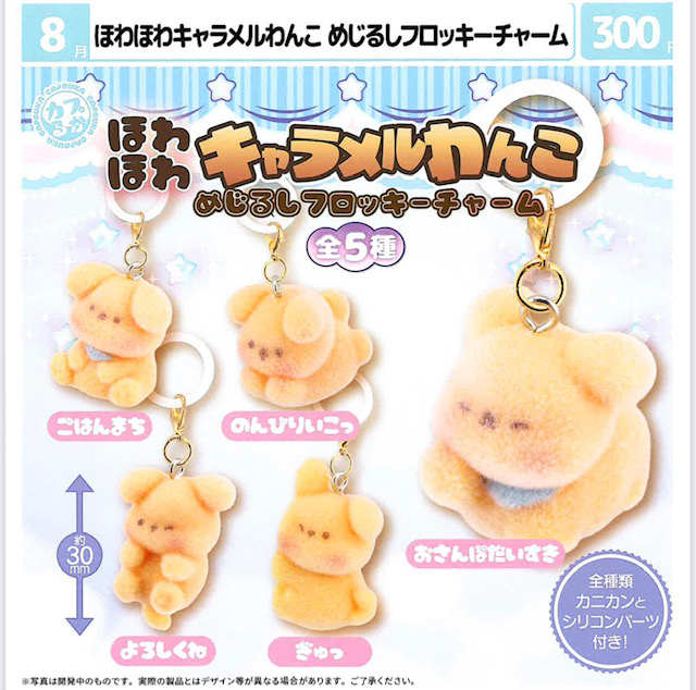 画像1: ほわほわキャラメルわんこ　めじるしフロッキーチャーム（８月）【□３００円カプセル　４０個入り　マルカ】＋正規台紙