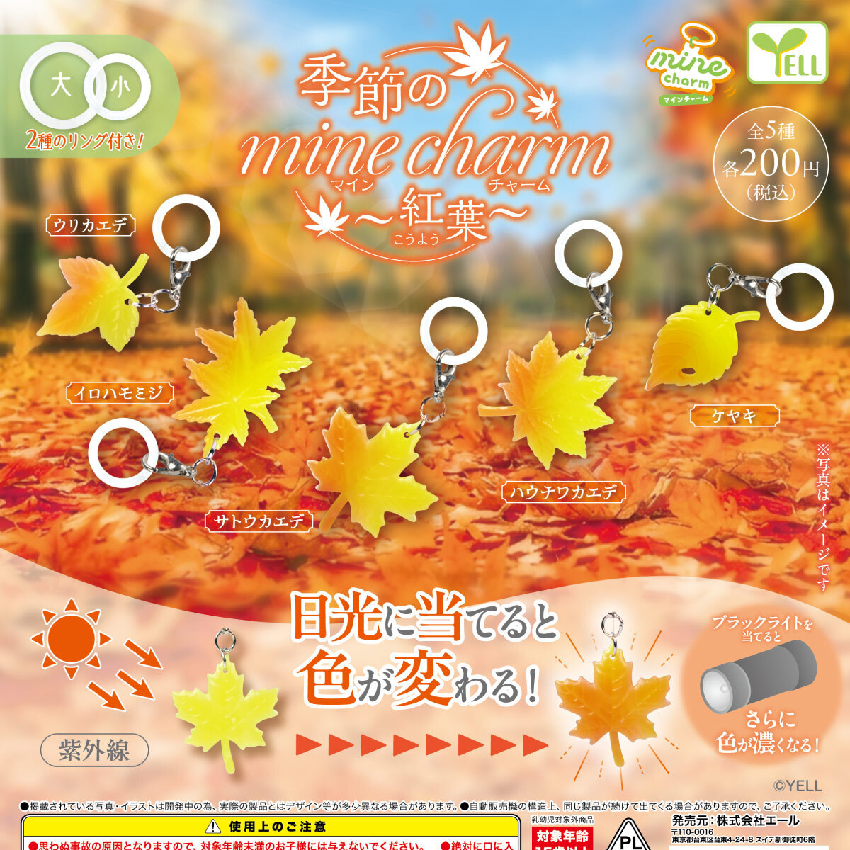 画像1: 季節のｍｉｎｅチャーム（紅葉）（９月）【■２００円カプセル　５０個入り　エール】＋正規台紙