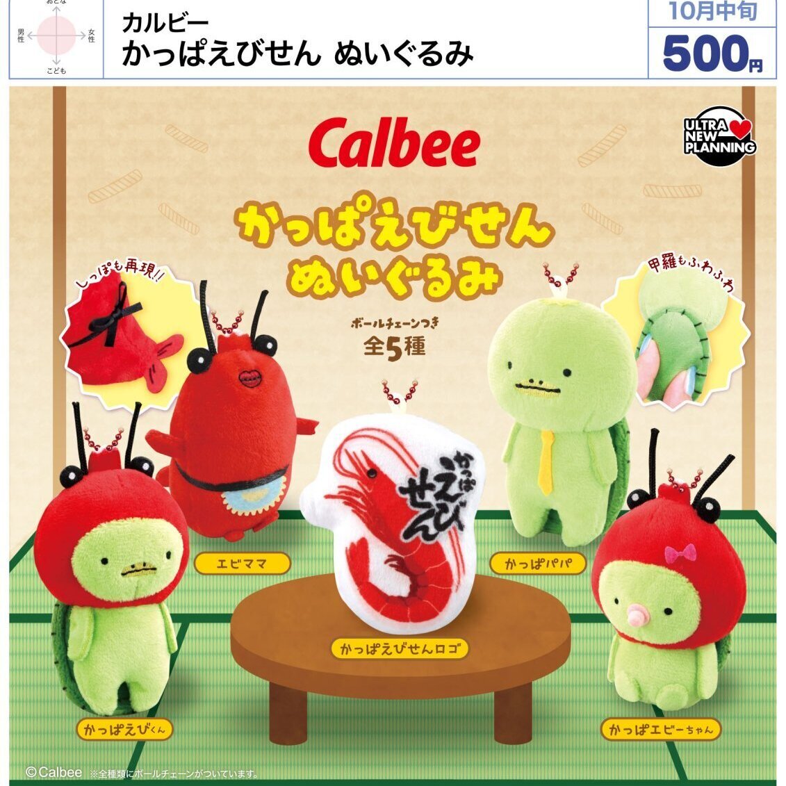画像1: カルビー かっぱえびせん ぬいぐるみ（１０月）【△５００円カプセル　２０個入り　ウルプラ】＋正規台紙