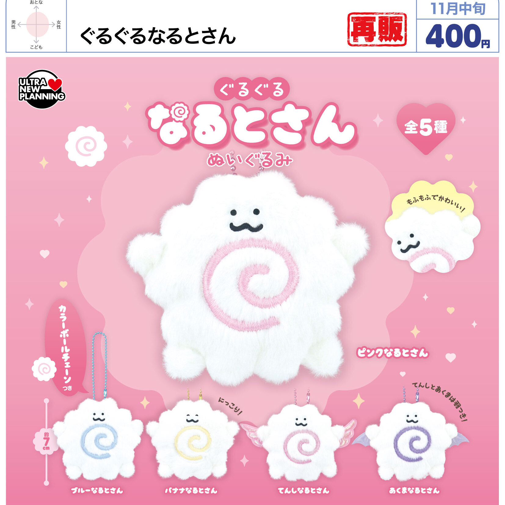 画像1: ぐるぐるなるとさん（再販）（１１月）【▲４００円カプセル　３０個入り　ウルプラ】＋正規台紙
