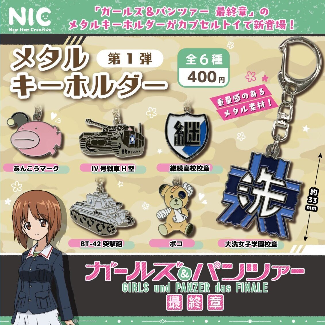 画像1: アニメ「ガールズ&パンツァー最終章」 メタルキーホルダー第1弾（１１月）【▲４００円カプセル　３０個入り　ＴＣＰ】＋正規台紙