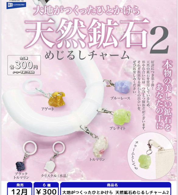 画像1: 大地がつくったひとかけら 天然鉱石めじるしチャーム2（１２月）【▽３００円カプセル　４０個入り　レインボー】＋正規台紙