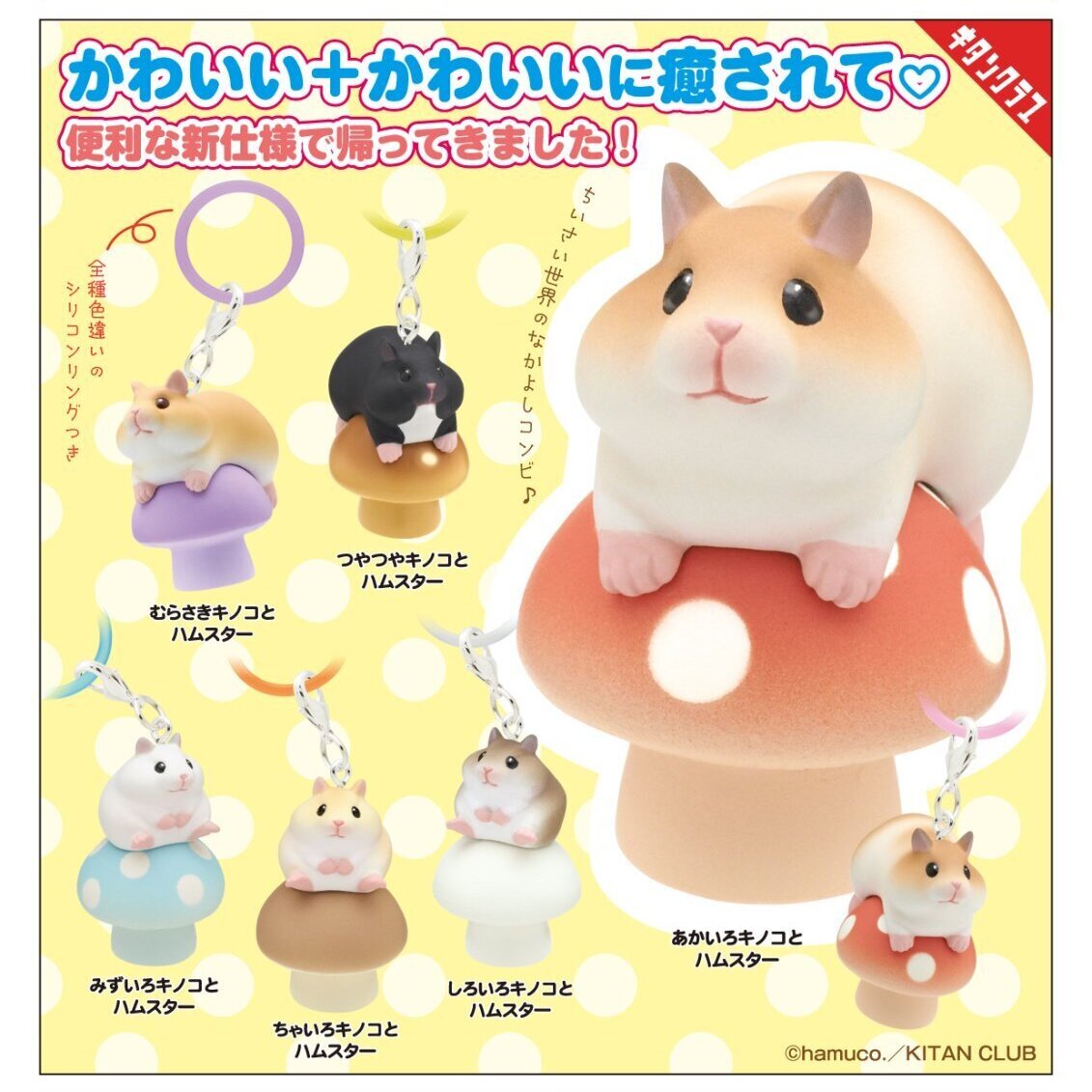 画像1: いろいろキノコとハムスター マーカーチャーム（１２月）【▽３００円カプセル　４０個入り　キタンクラブ】＋正規台紙