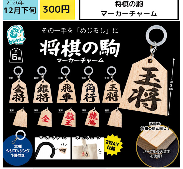 画像1: 将棋の駒マーカーチャーム（１２月）【▽３００円カプセル　４０個入り エス・トラスト】＋正規台紙