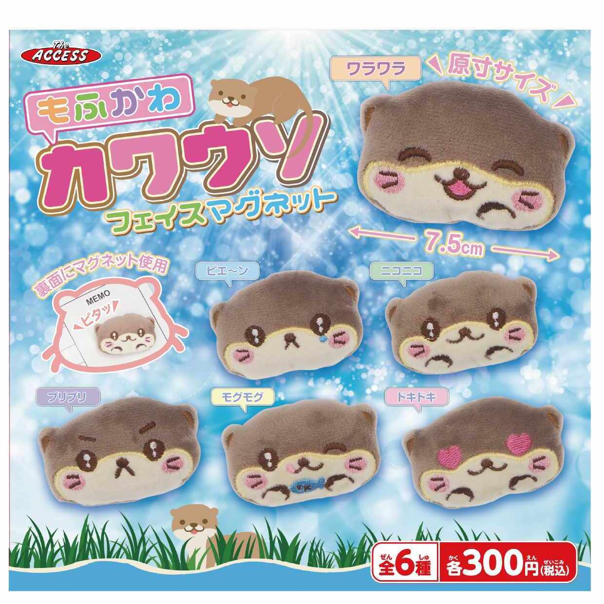 画像1: もふかわカワウソ フェイスマグネット（１２月）【▽３００円カプセル ４０個入り ザ・アクセス】＋正規台紙