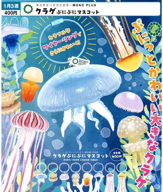 画像1: NTC MONO+ クラゲ ぷにぷにマスコット（１月）【▼４００円カプセル ３０個入り いきもん】＋正規台紙