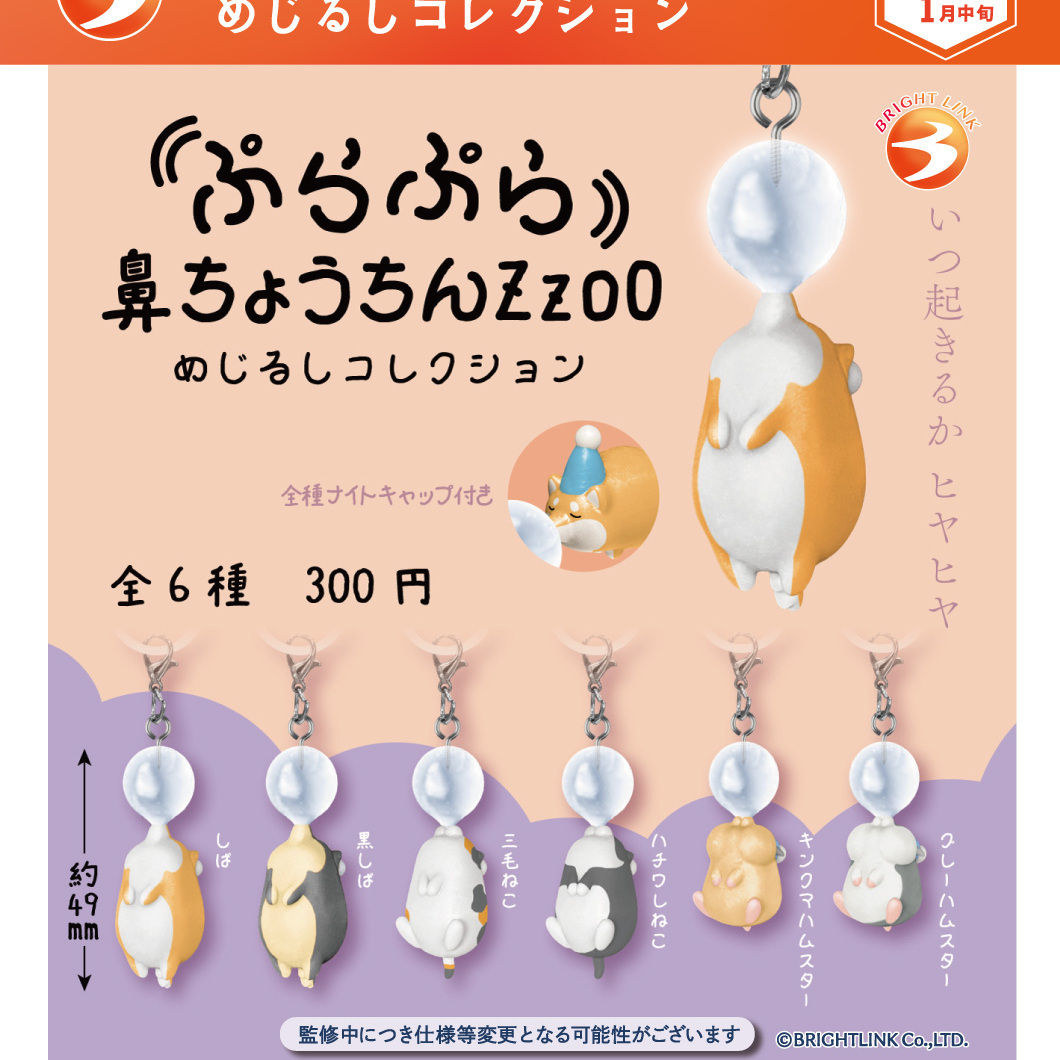 画像1: ぷらぷら鼻ちょうちんZzoO めじるしコレクション（１月）【▼３００円カプセル ４０個入り ブライトリンク】＋正規台紙
