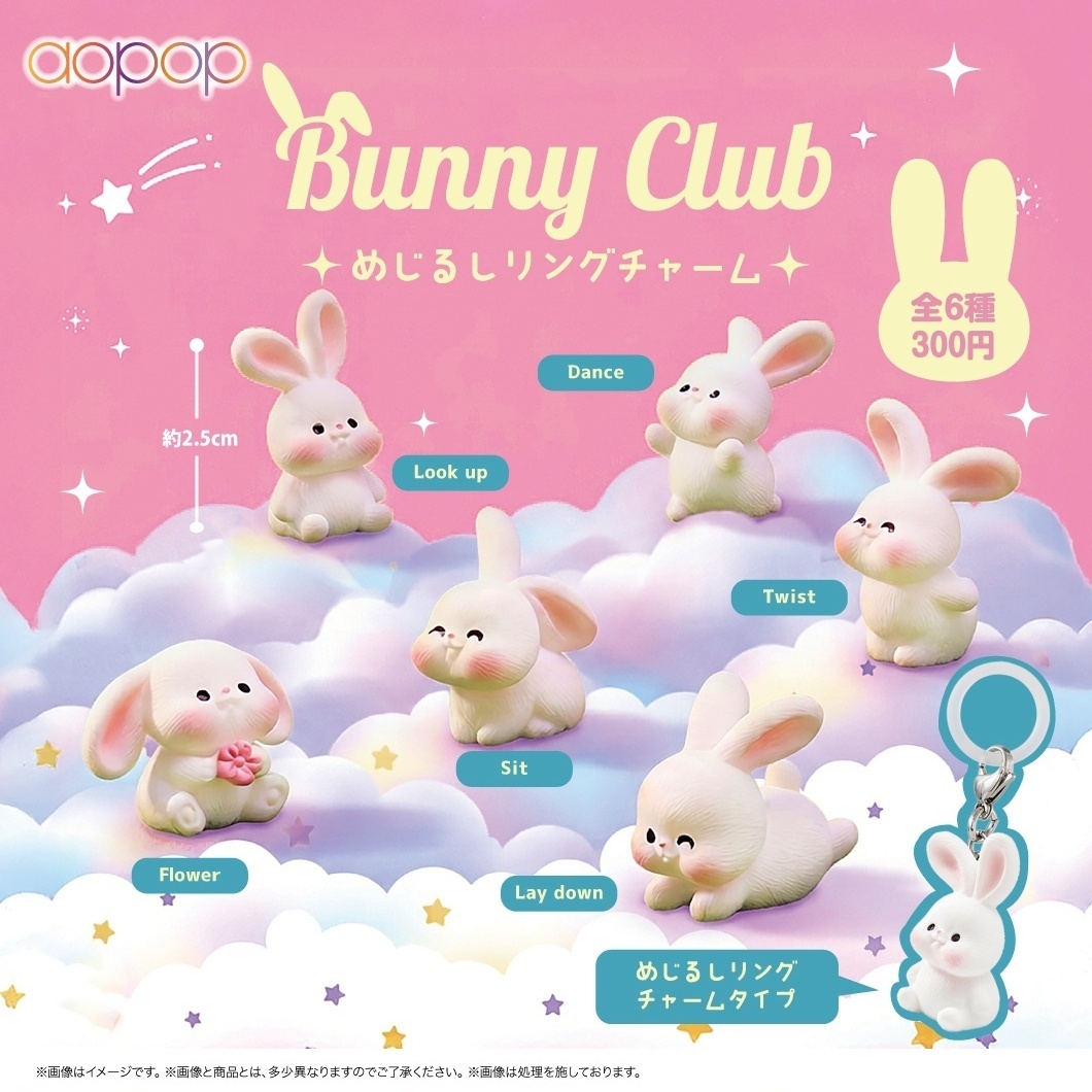 画像1: BUNNY CLUB めじるしリングチャーム（２月）【〇300円カプセル 40個入り アオポップ】＋正規台紙