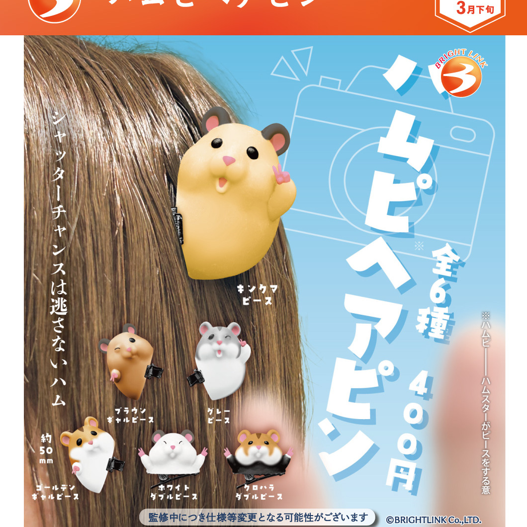 画像1: ハムピヘアピン（３月）【〇400円カプセル 30個入り ブライトリンク】＋正規台紙